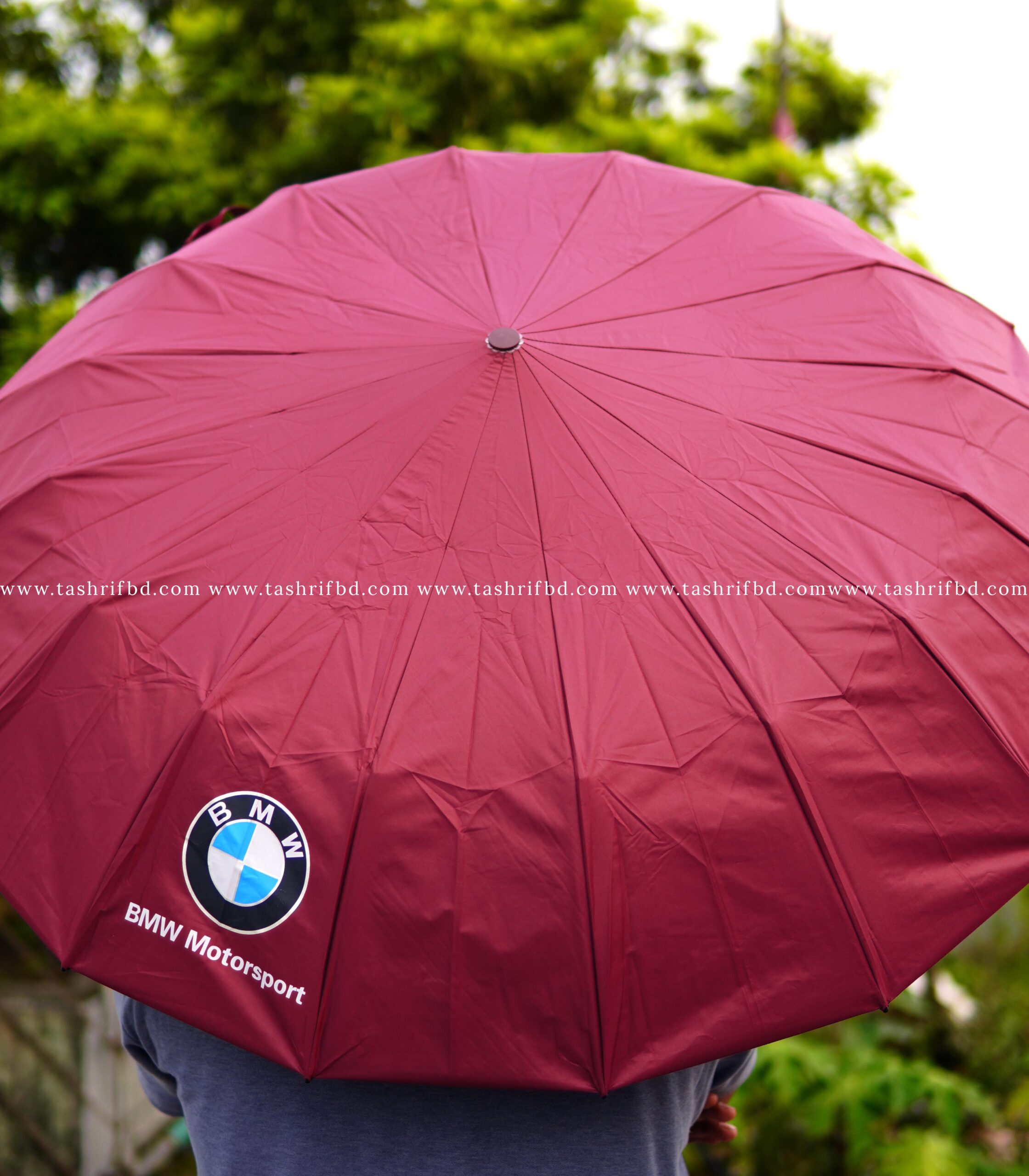Red 3 BMW 16 Ribs Umbrella - Maroon - Image 1